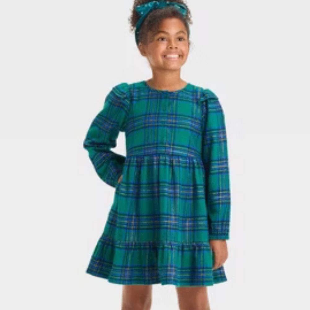 Green Plaid Kids Dress size 5T